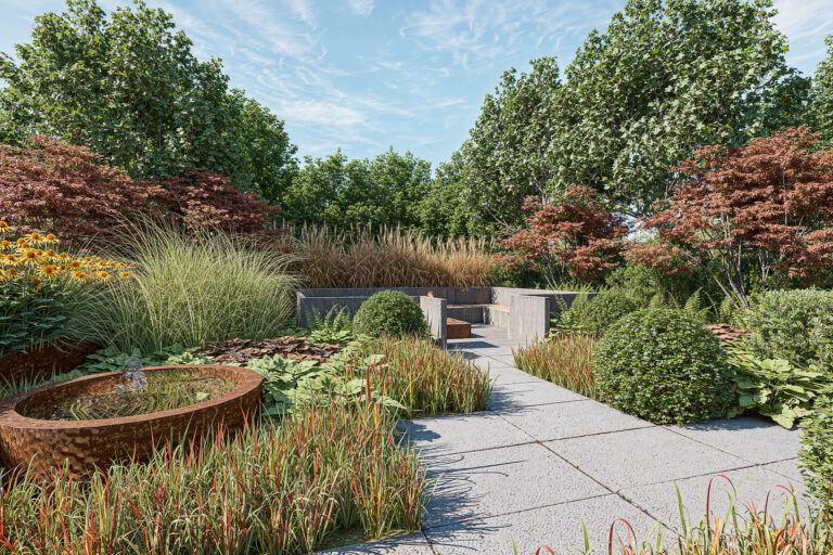 Portfolio02 Nowoczesny dom palenisko fontannna